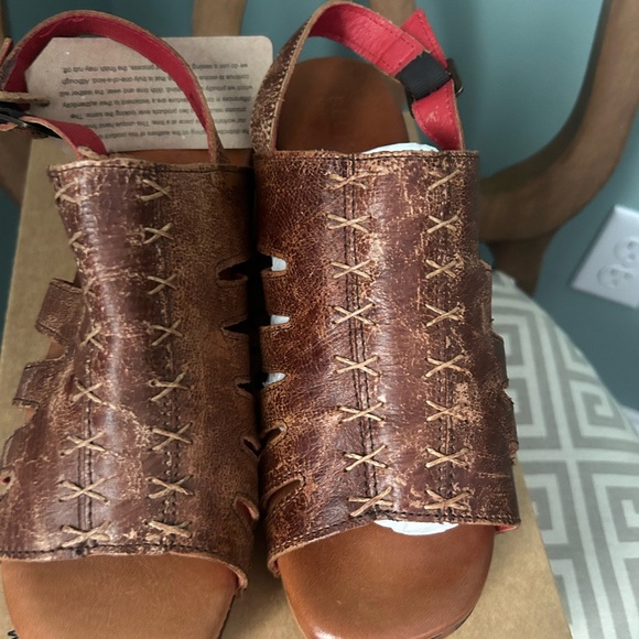 BED|STU Women's Tan Leather Wedges - Picture 2 of 4